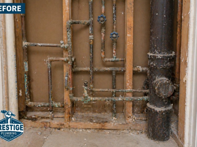 Old corroded pipes before repiping in Burbank