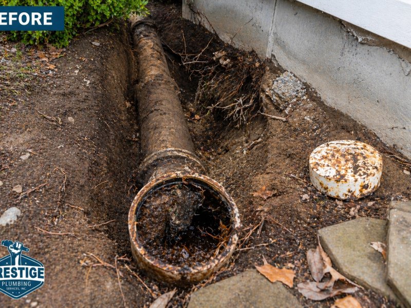 Clogged drain before cleaning